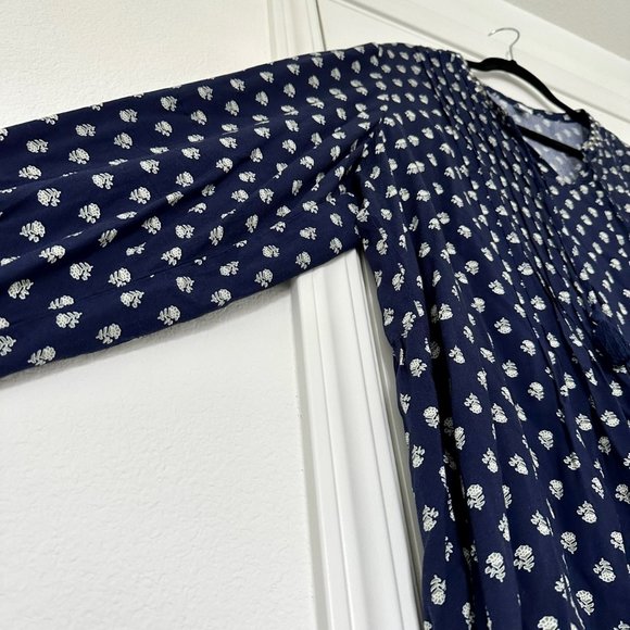NWOT Old Navy Blue & Green Floral Print Empire Tassel Dress (Size: XXL) - Picture 7 of 12